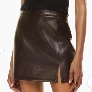 Wilfred Faux Leather Mini Skirt - size 4 - Chocolate brown leather mini skirt